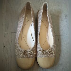Kate Spade Tweed & Leather Beige Ballet Flats - SZ 10B